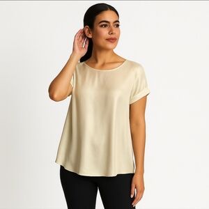 Reiss Shauny Roll Sleeve Gold Metallic T-Shirt Top blouse NWT Size 2